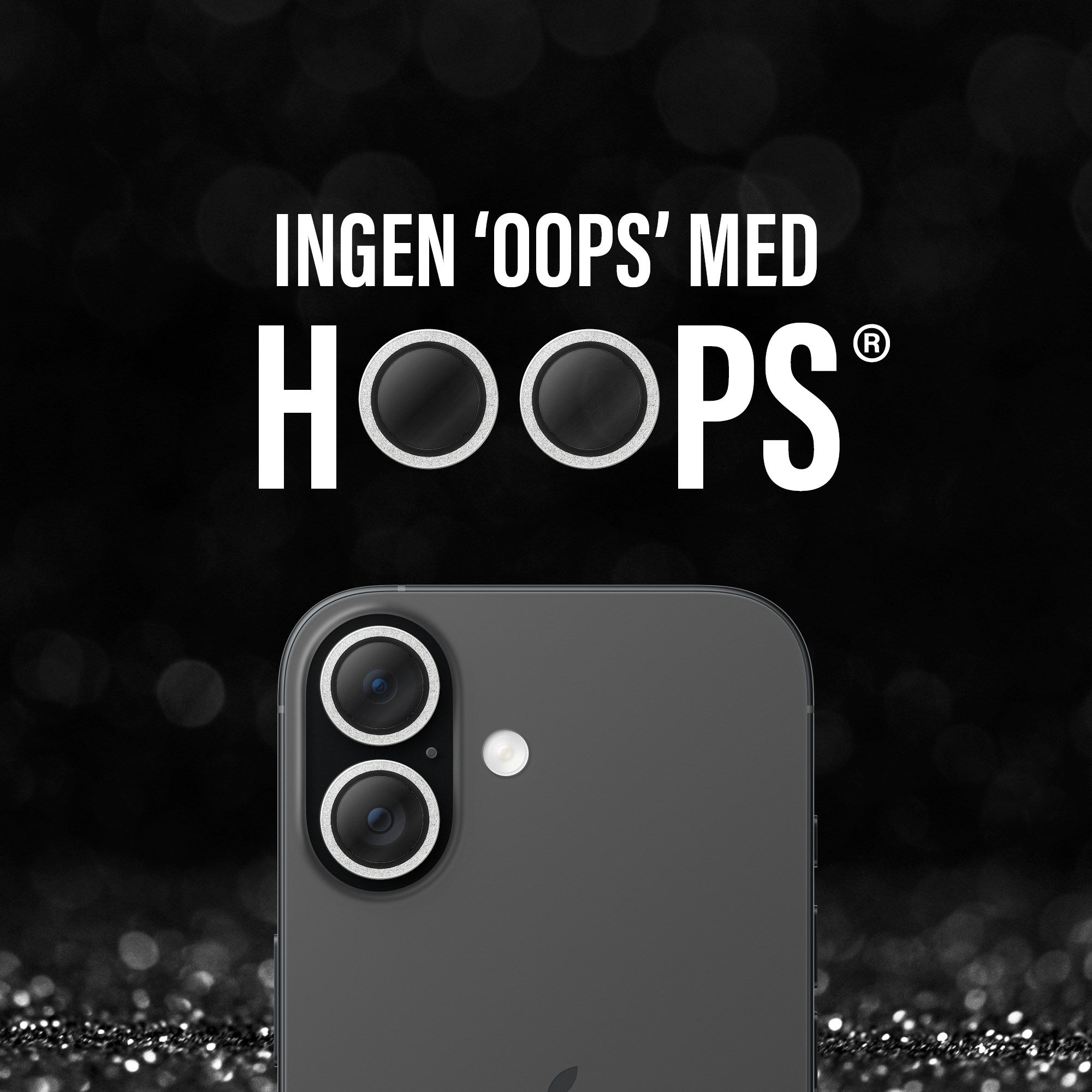 PanzerGlass® Hoops® Kameralinsebeskytter Glitter Sølv iPhone 17 | iPhone 16 | 16 Plus